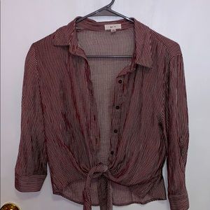 Cropped Button Up with Tie